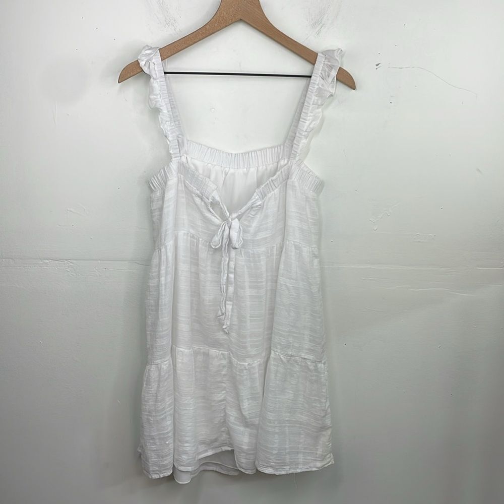 Altar’d State White Ruffled Strap Tired Dress cotton size Large - Picture 2 of 10
